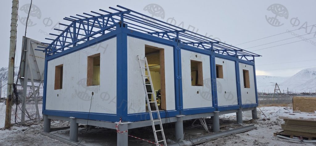 Референс каркаса модульного здания на отдельных опорах