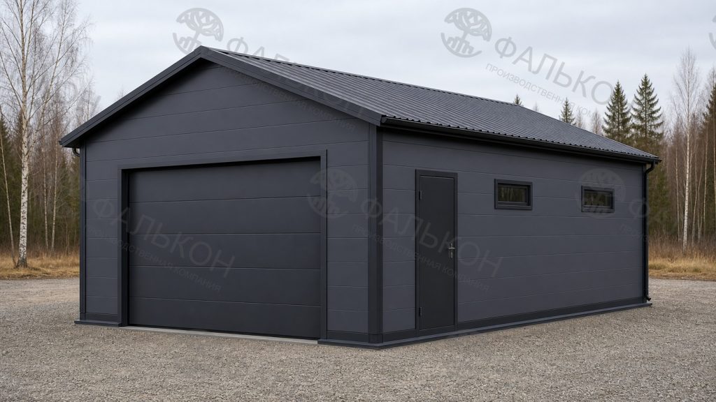 Гараж 6×8 м, внешний вид, проектная визуализация Фалькон
